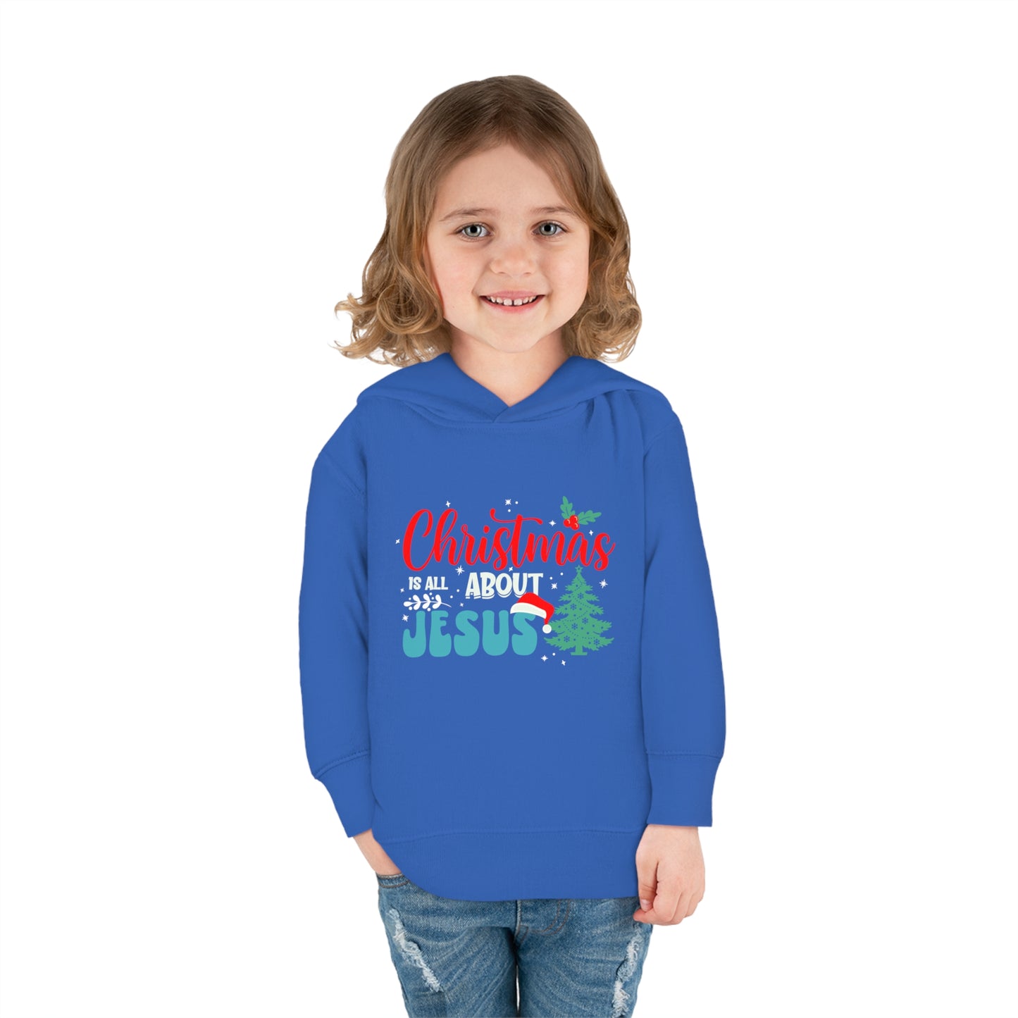 Christmas Is All About Jesus (Christmas Themed) Christian Toddler Pullover Fleece Hooded Sweatshirt