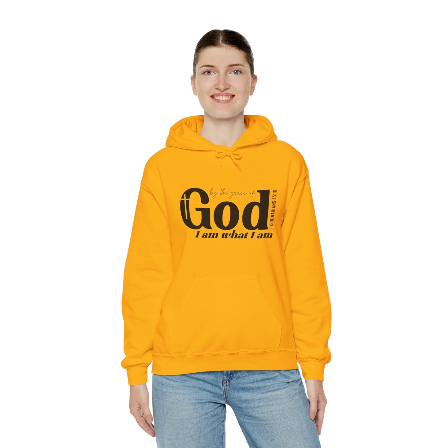 1 Corinthians 15:10 By The Grace Of God I Am What I Am Unisex Christian Pullover Hooded Sweatshirt