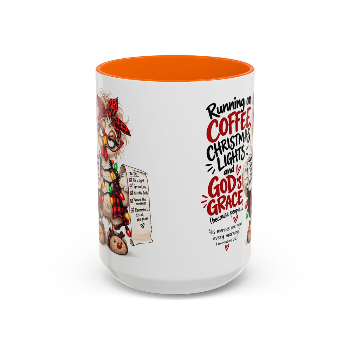 Running on Coffee, Christmas Lights and God’s Grace Christmas Mug