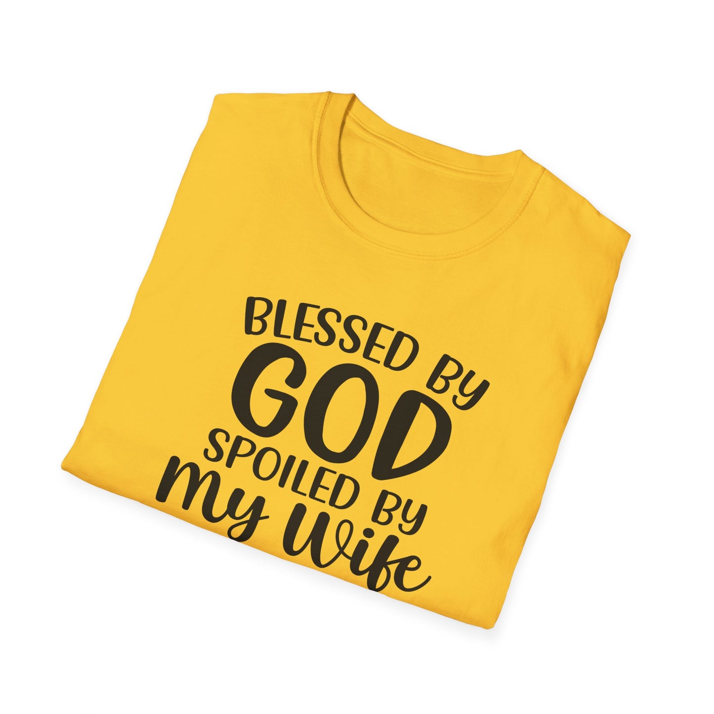 Blessed By God Spoiled By My Wife Protected By Both Men's Christian T-shirt Printify