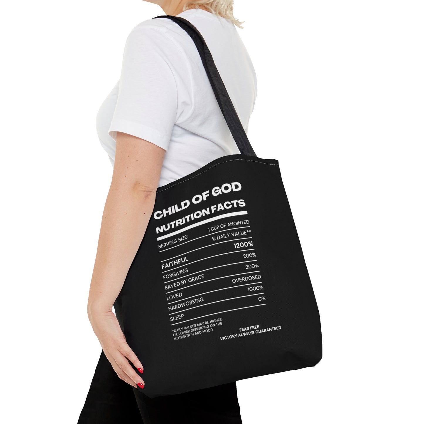 Child Of God Nutrition Facts Tote Bag Printify