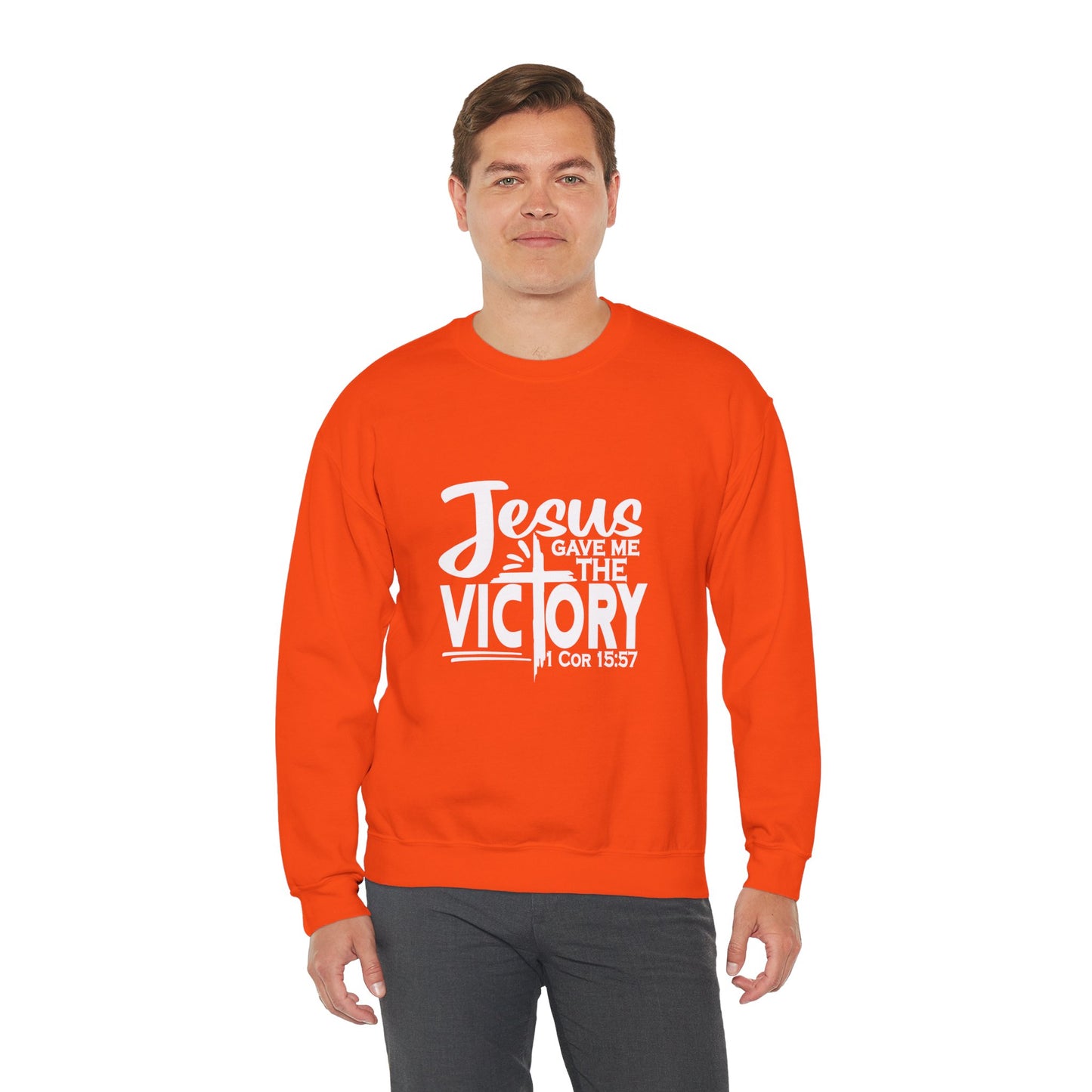 Jesus Gave Me The Victory Unisex Heavy Blend™ Crewneck Christian Sweatshirt