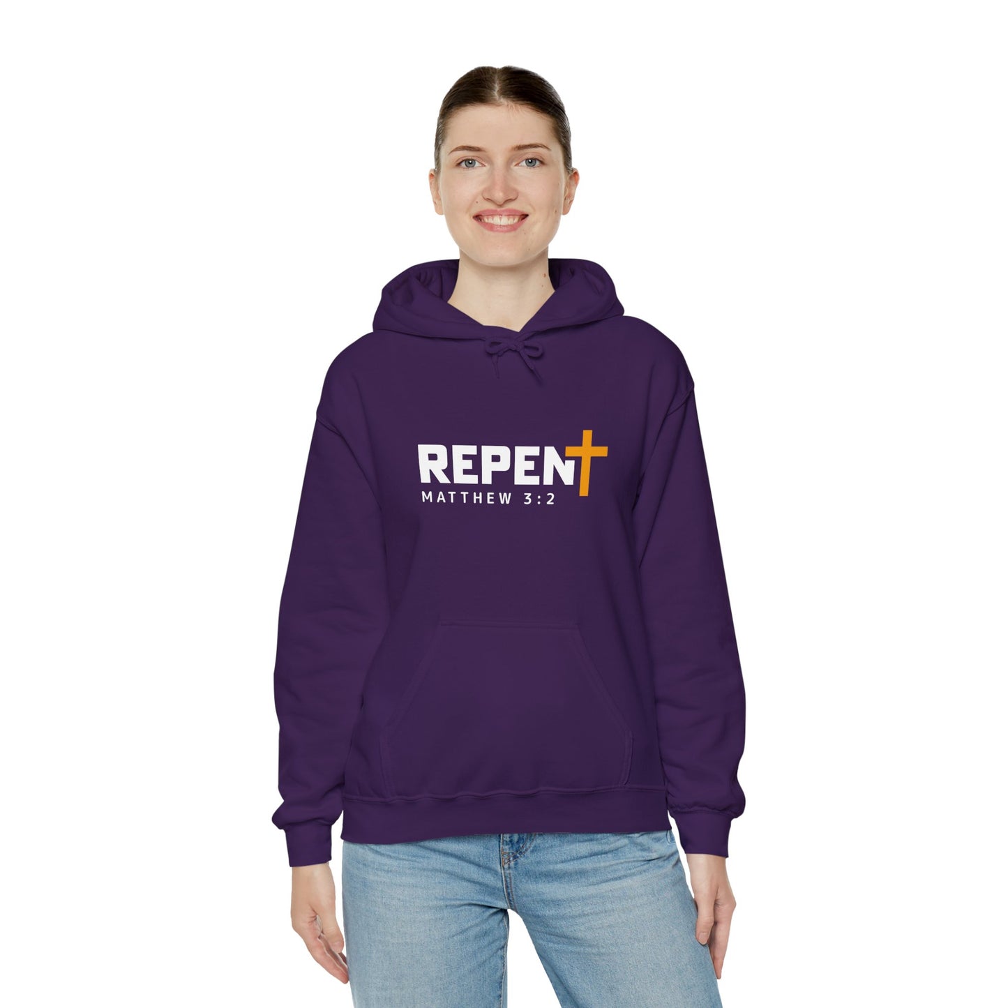 Repent (2) Christian Unisex Hooded Pullover Sweatshirt