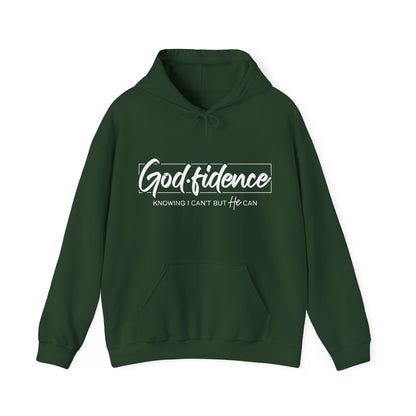 Christian Hooded Sweatshirt -Confidence In Him Knowing I Can't But He Can