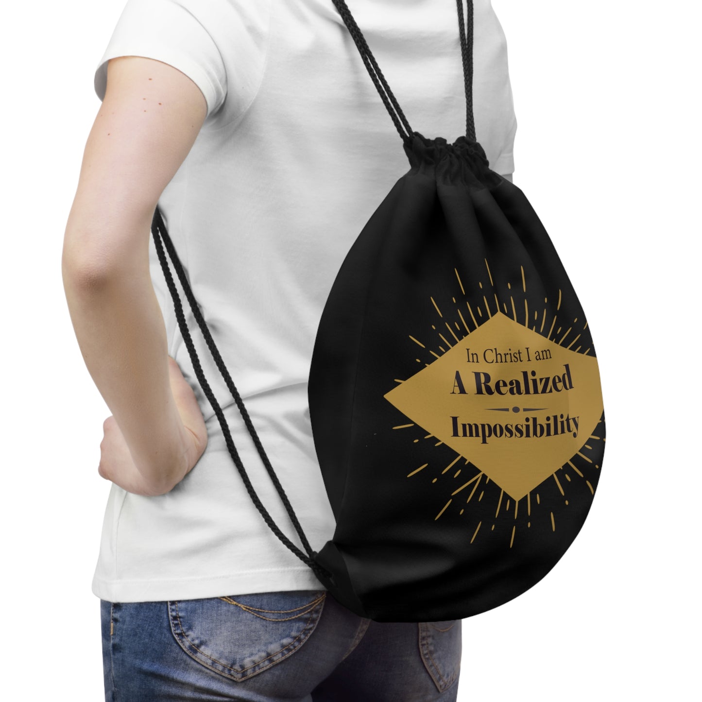 In Christ I Am A Realized Impossibility Drawstring Bag