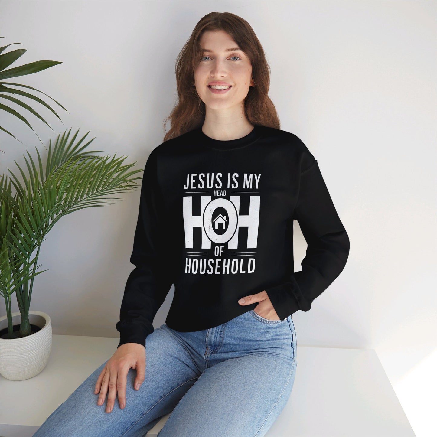 Jesus Is My Head Of Household HOH  Unisex Heavy Blend™ Crewneck Christian Sweatshirt