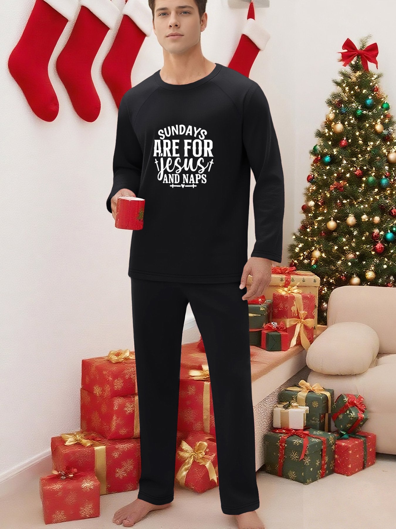 Sundays Are For Him And Naps Unisex Christian Plaid Pajamas - ClaimedbyGodDesigns