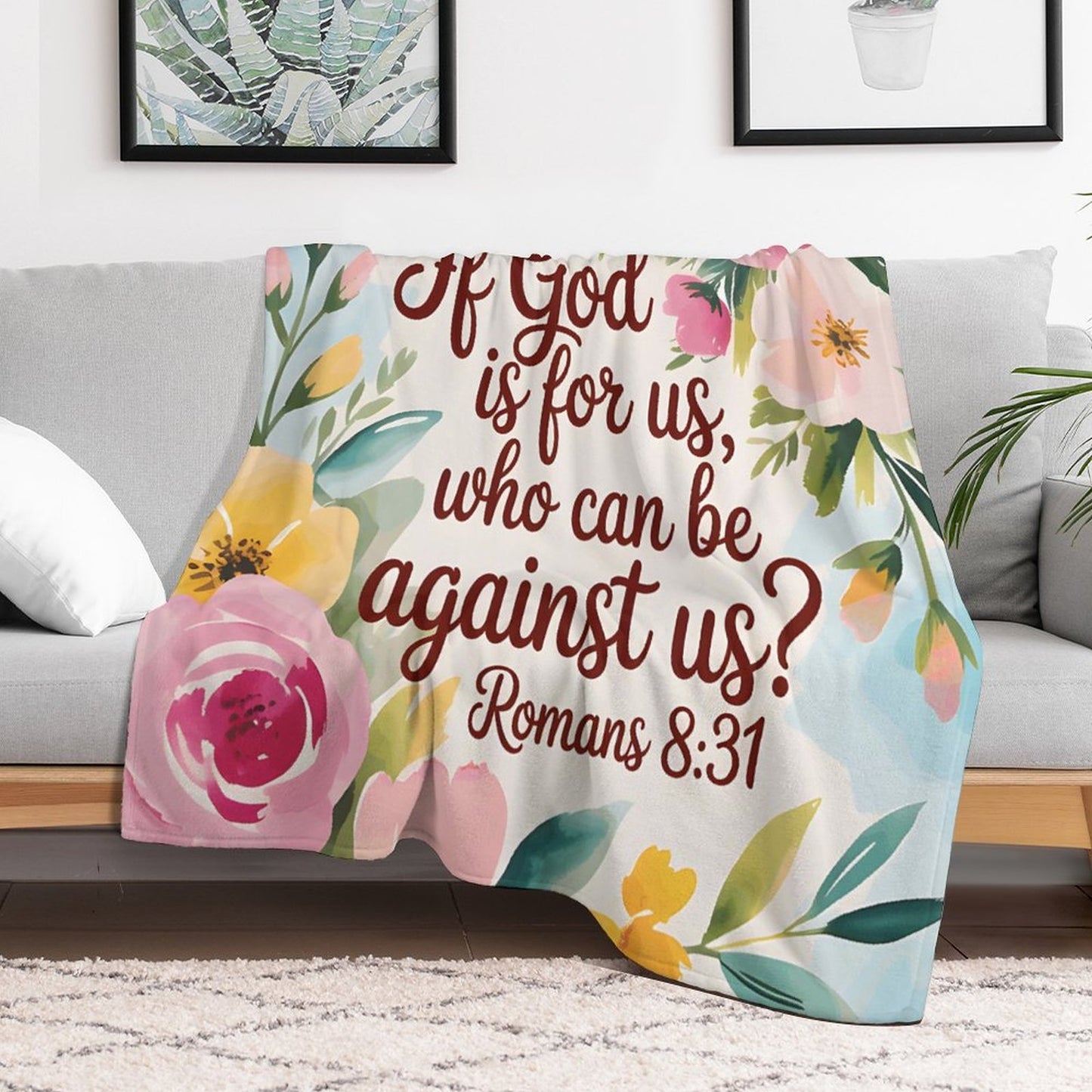 If God Is For Us Christian Flannel Throw Blanket