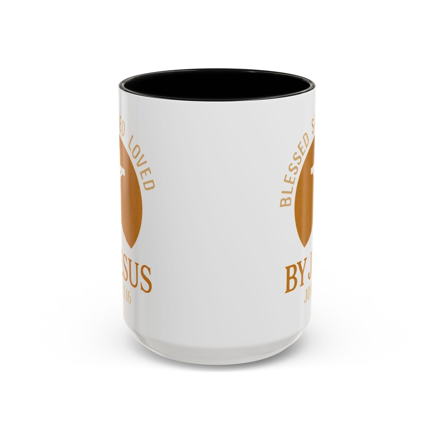 Inspirational Accent Coffee Mug - Blessed, Saved, Loved by Him | John 3:16