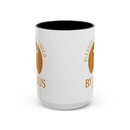 Inspirational Accent Coffee Mug - Blessed, Saved, Loved by Him | John 3:16