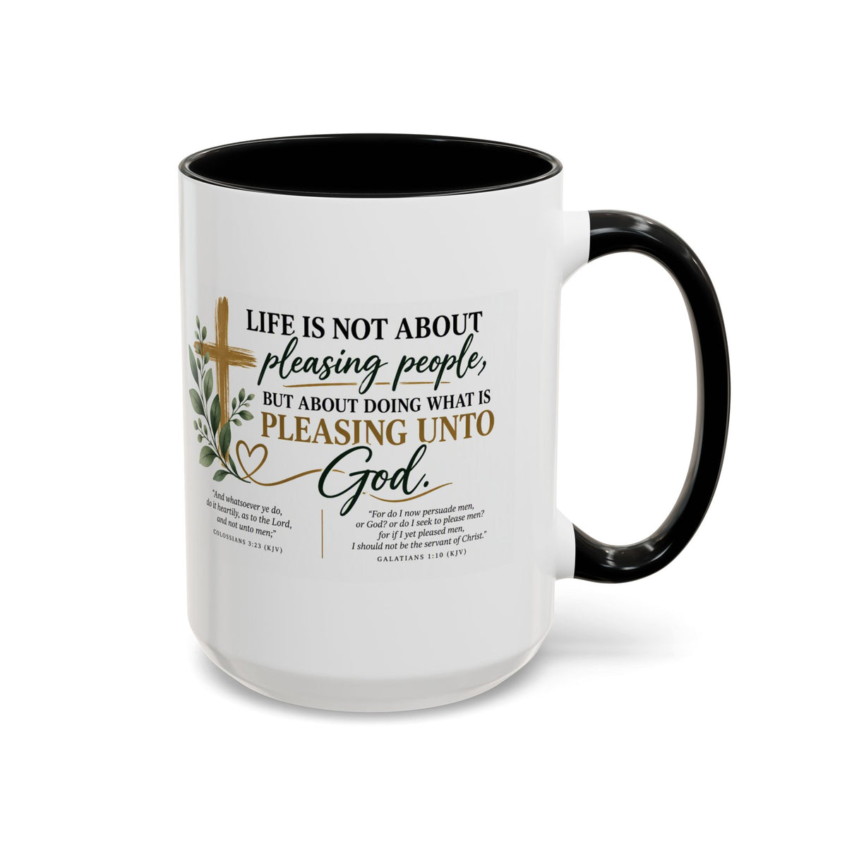 Christian Coffee Mug – "Pleasing Unto God" Inspirational Accent Mug (11/15oz)