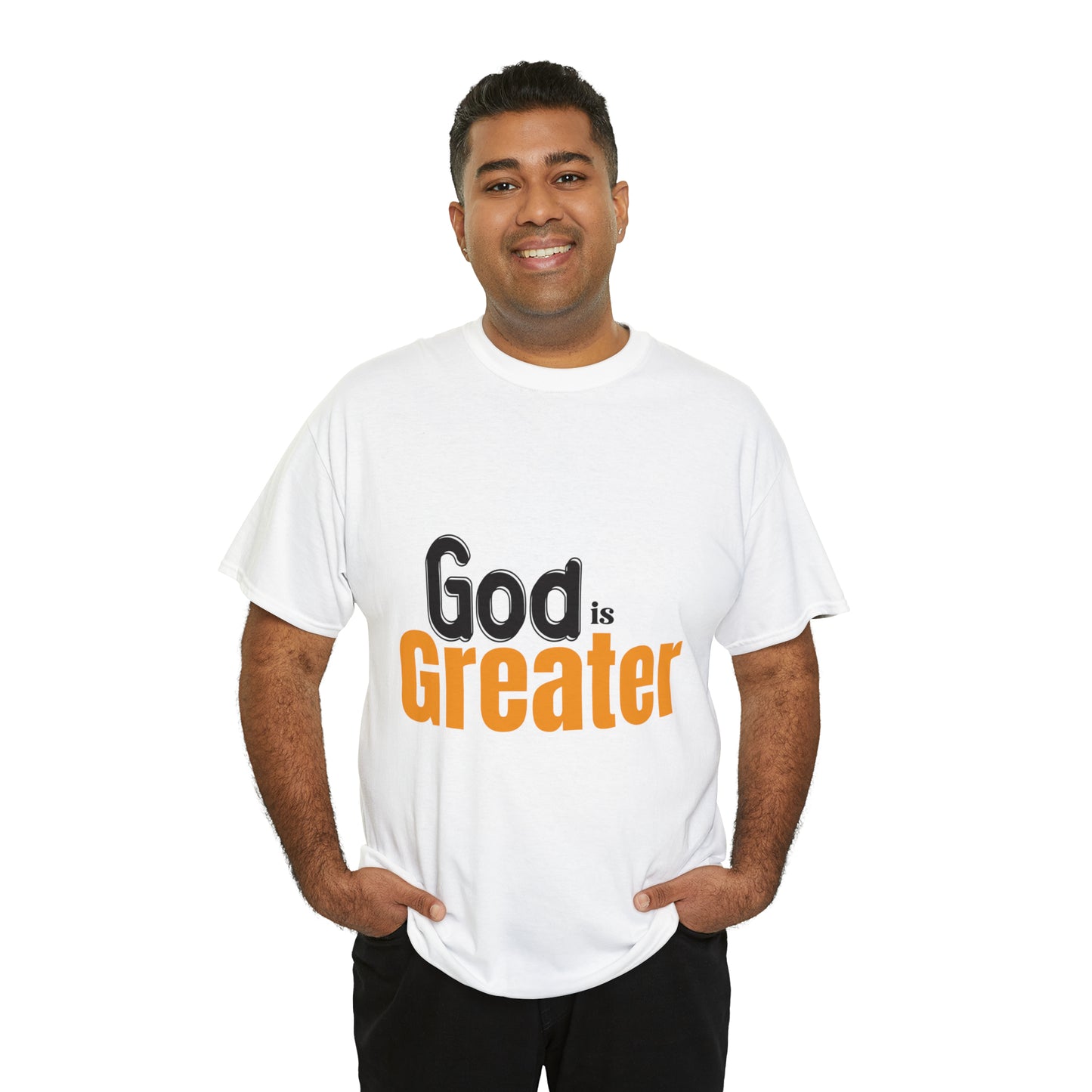 God Is Greater Unisex Heavy Cotton Tee Printify