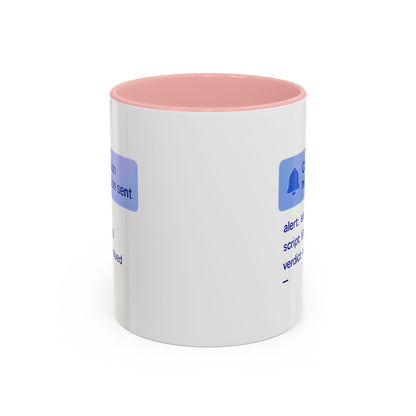 Conviction Notification Accent Coffee Mug - Unique Gift for Christians, Bible Study, Inspirational Drinkware, Alert and Verdict Theme - ClaimedbyGodDesigns