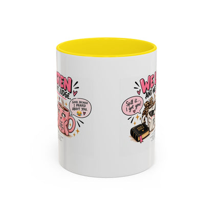 Coffee Mug — "We Listen and We Don't Judge" Inspirational Pink Ceramic Mug (11/15oz)
