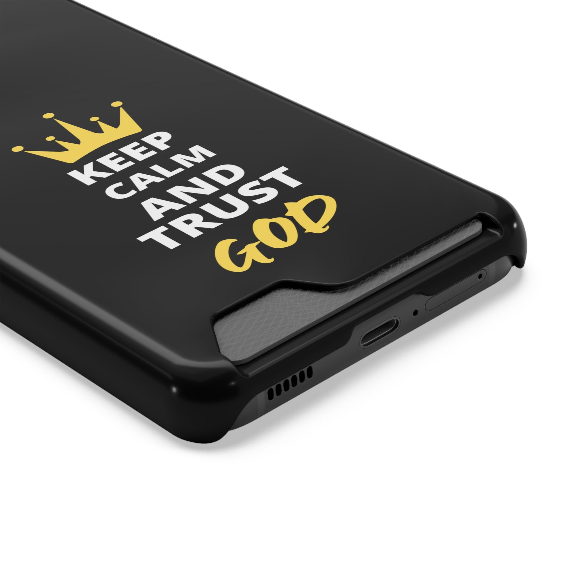 Keep Calm And Trust God Christian Phone Case With Card Holder Printify