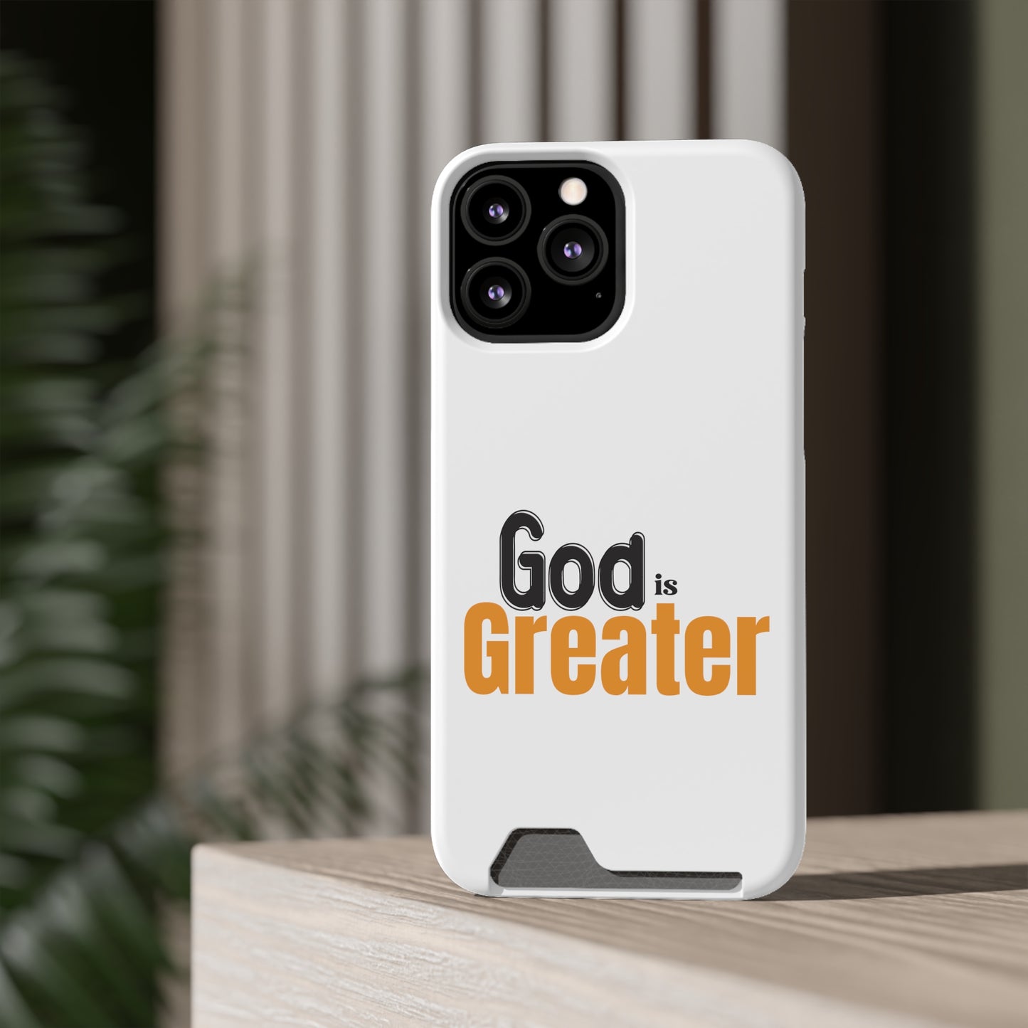 God Is Greater Christian Phone Case With Card Holder Printify