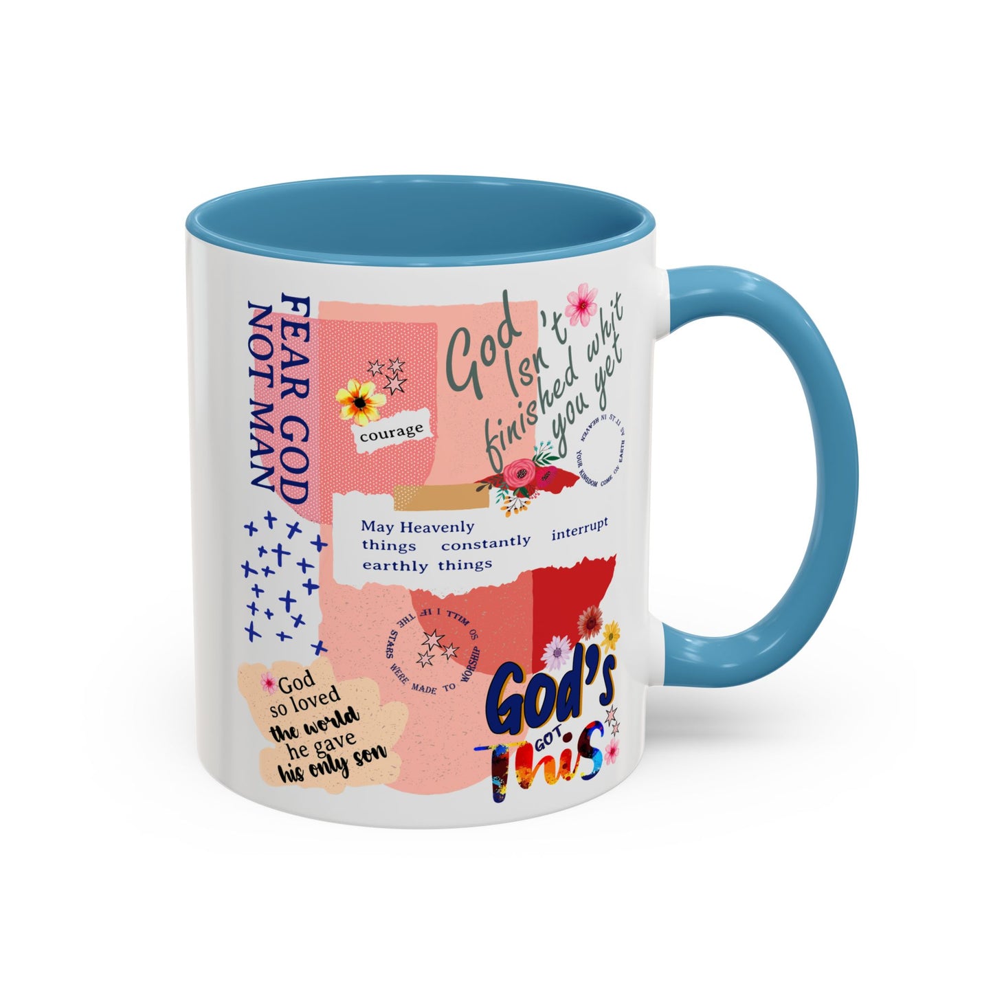 Inspirational Accent Coffee Mug - 11 & 15oz - Fear Him Not Man - Perfect Gift for Friends and Family