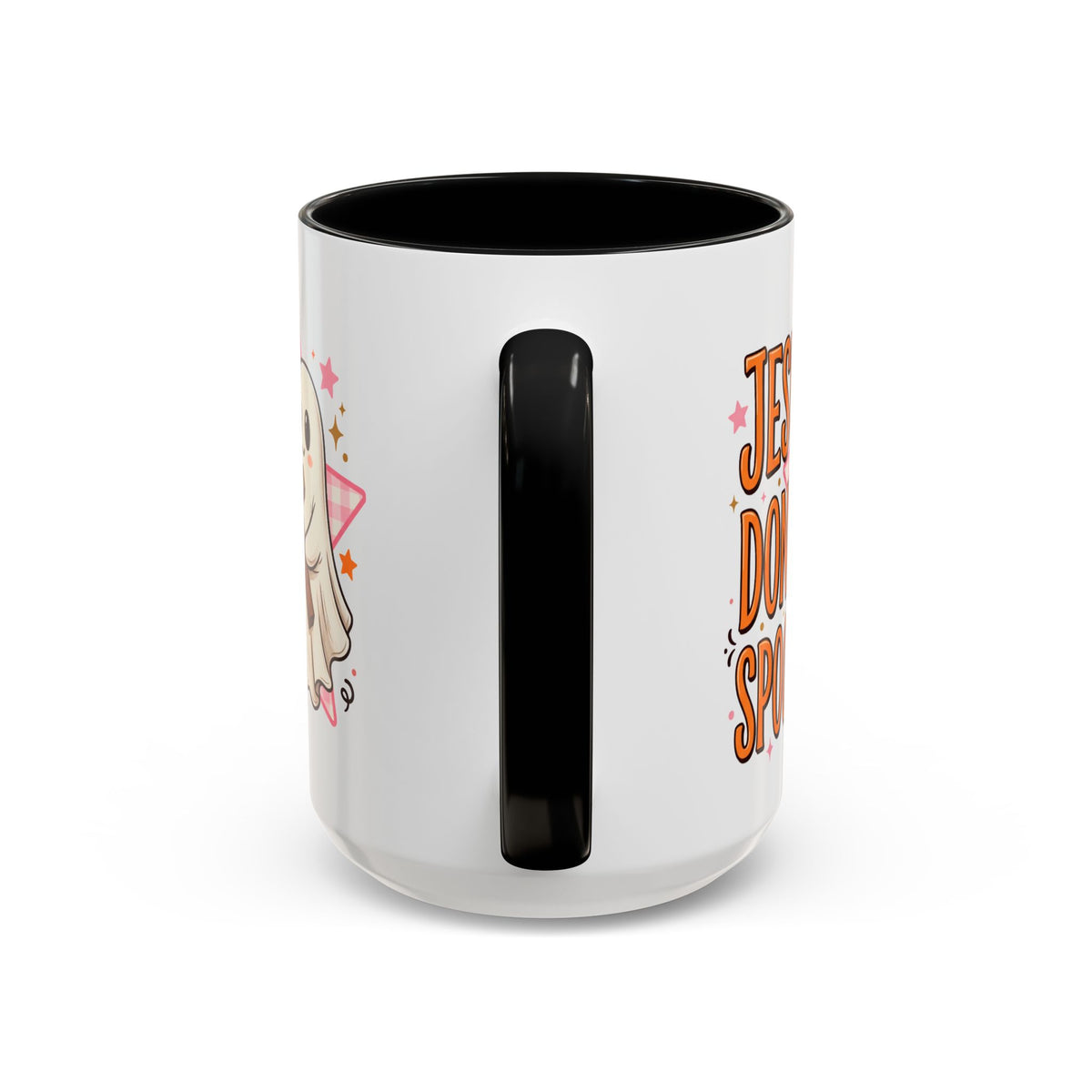 Accent Coffee Mug — "Jesus Don't Spook!" Cute Ghost Christian Coffee Mug (11/15oz)