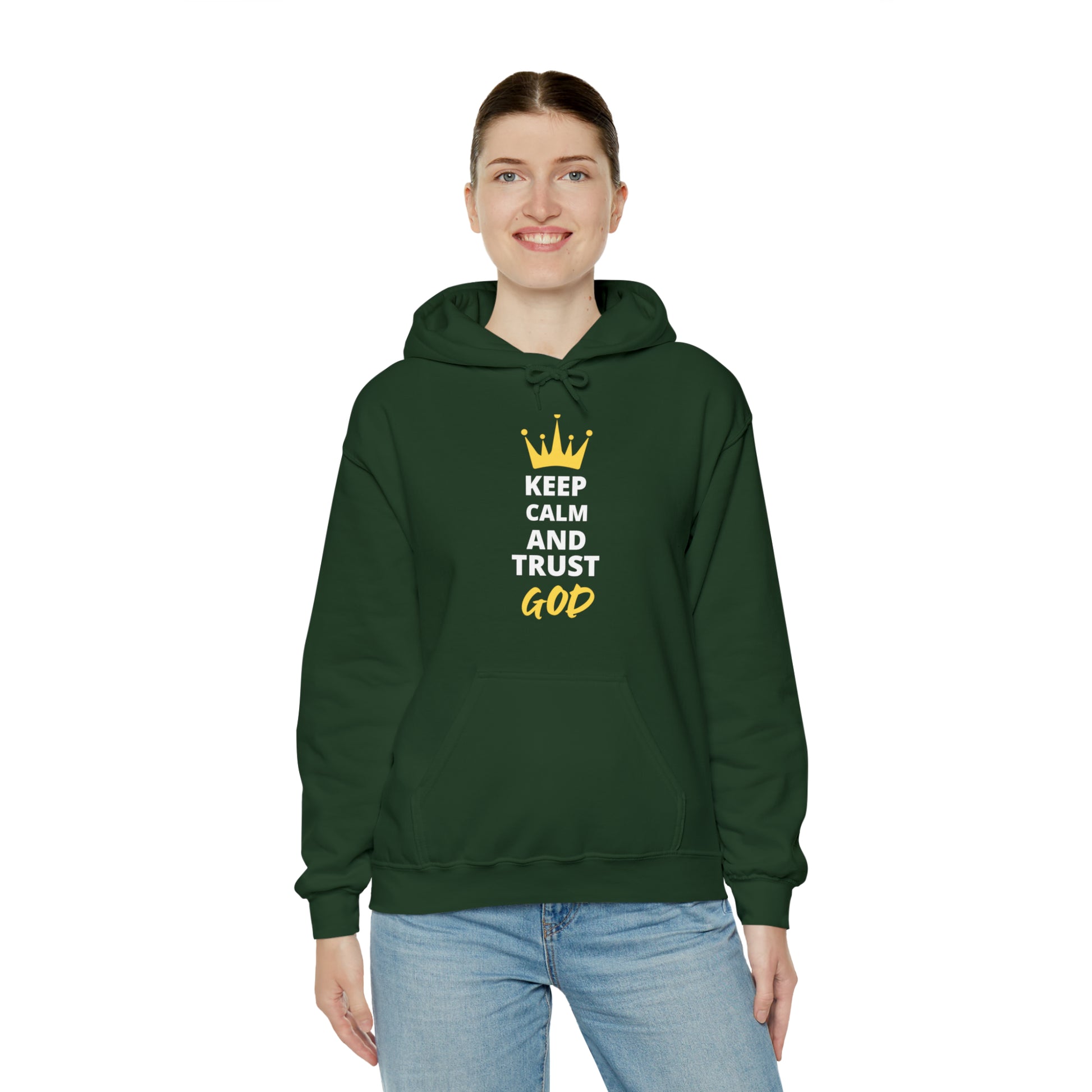 Keep Calm And Trust In God Unisex Hooded Sweatshirt Printify