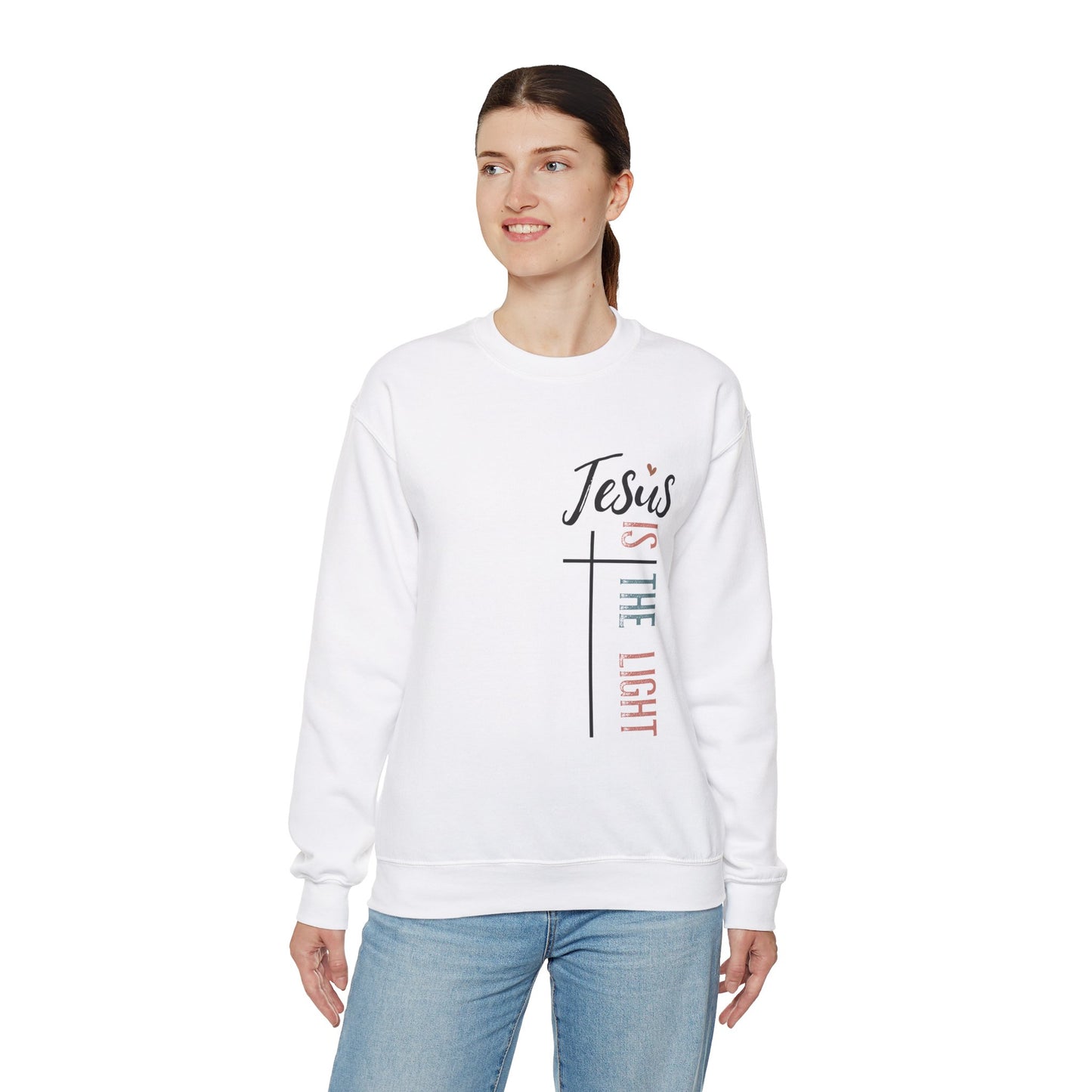 Jesus Is The Light Women's Heavy Blend™ Crewneck Christian Sweatshirt