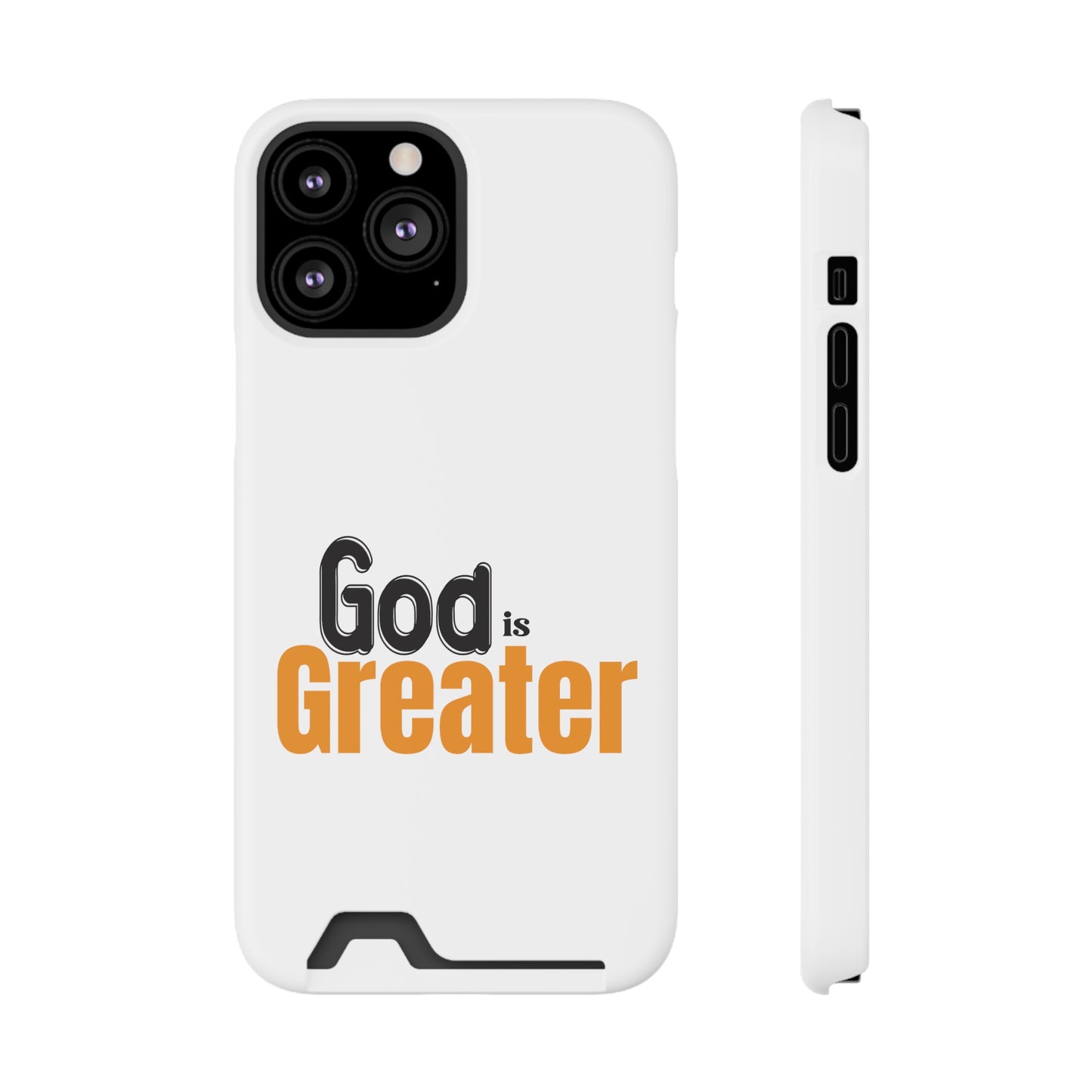 God Is Greater Christian Phone Case With Card Holder Printify