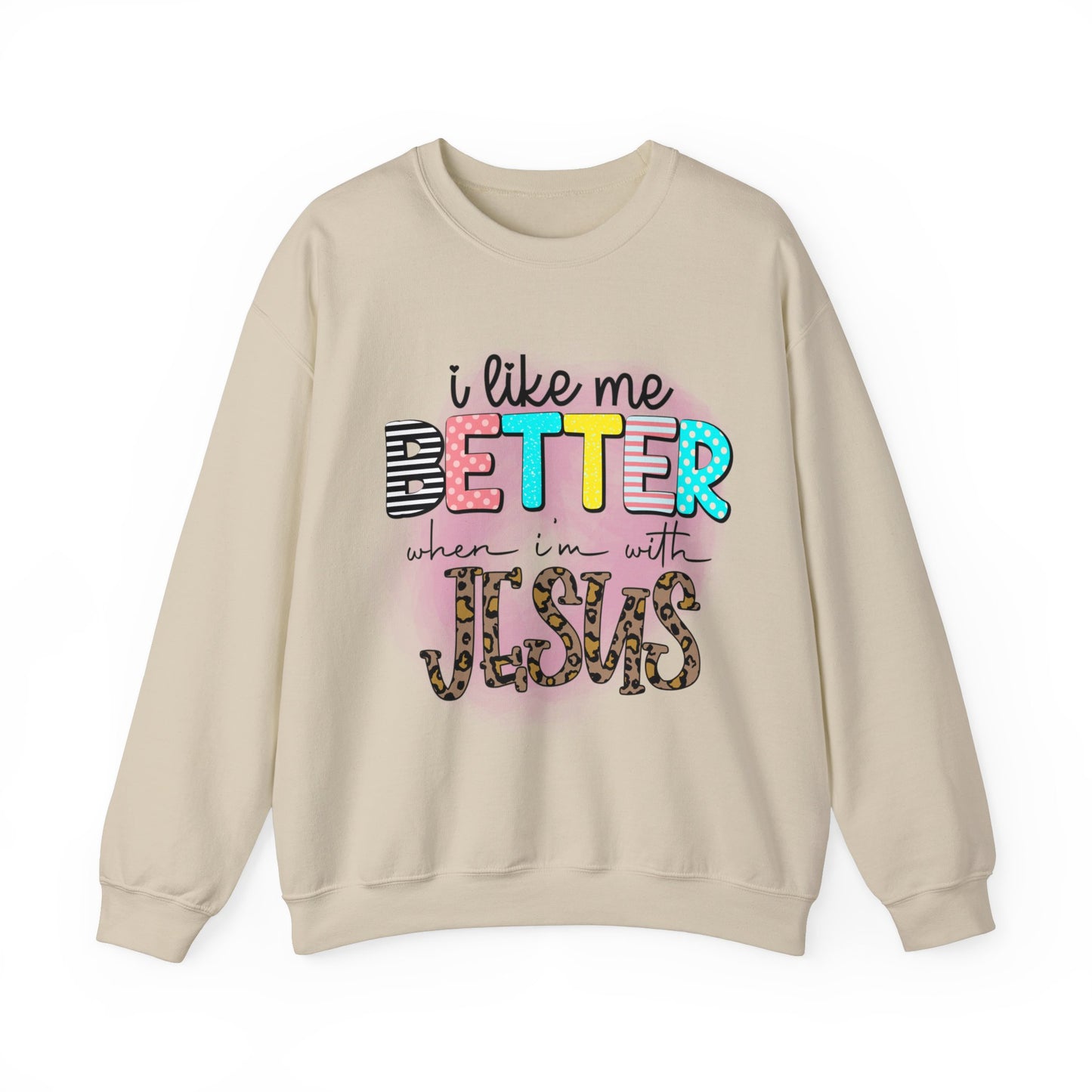 I Like Me Better When I'm With Jesus Unisex Heavy Blend™ Crewneck Christian Sweatshirt