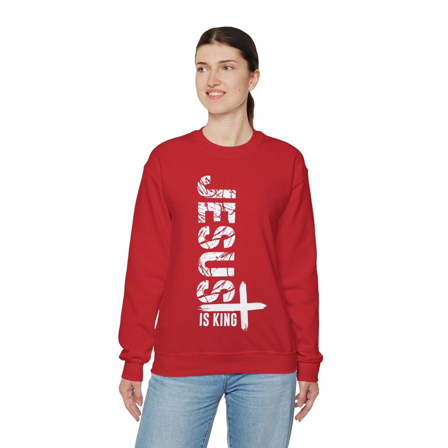 Jesus Is King Unisex Heavy Blend™ Crewneck Christian Sweatshirt