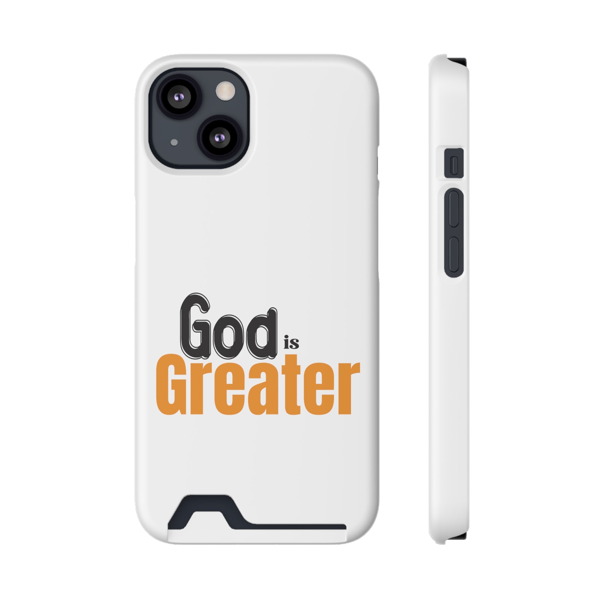 God Is Greater Christian Phone Case With Card Holder Printify