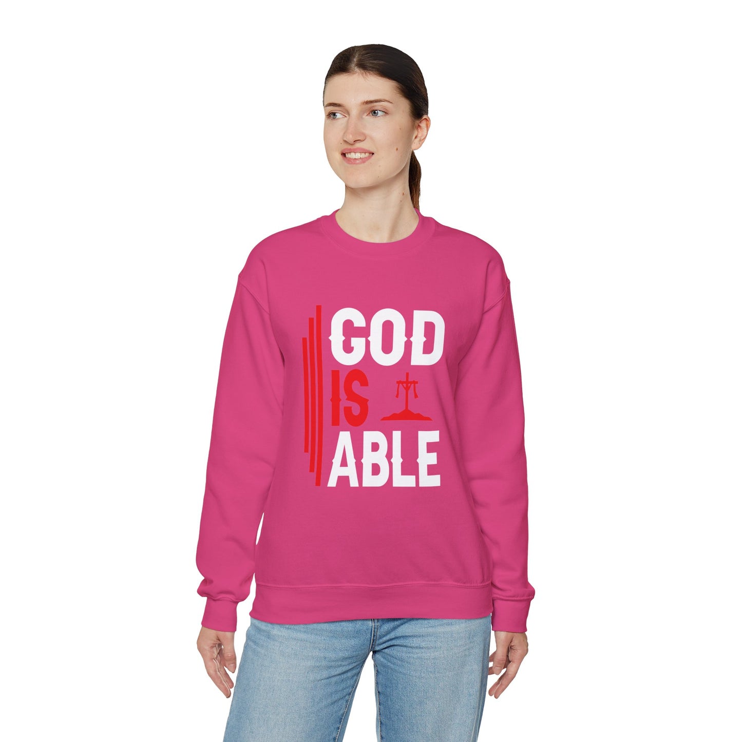 God Is Able  Unisex Heavy Blend™ Crewneck Christian Sweatshirt