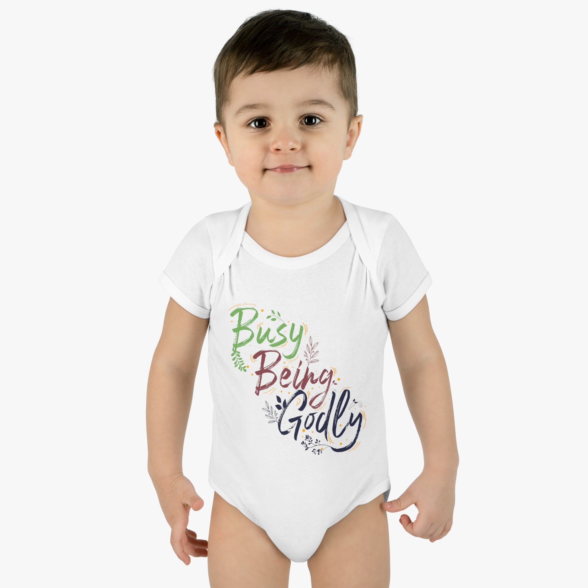 Busy Being Godly Christian Baby Onesie Printify