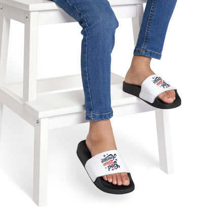 Youth Bless America Sandals, Removable-Strap Sandals for Kids, Summer Flip Flops, Patriotic Footwear, Memorial Day Slides