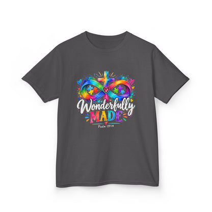 Youth Autism Awareness T-Shirt — Rainbow Infinity Heart "You’re Proud, You’re Made" Graphic Tee