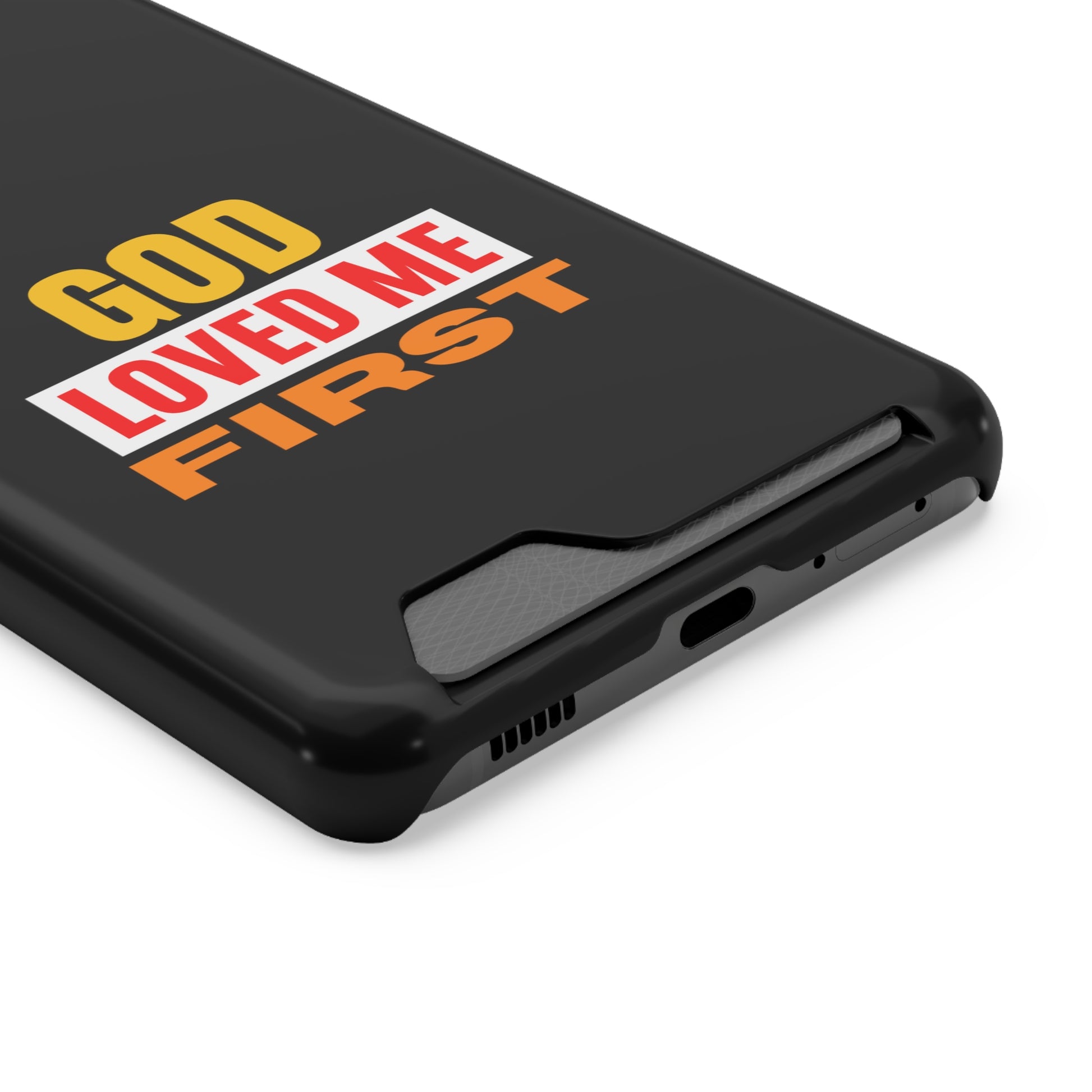 God Love Me First Christian Phone Case With Card Holder Printify