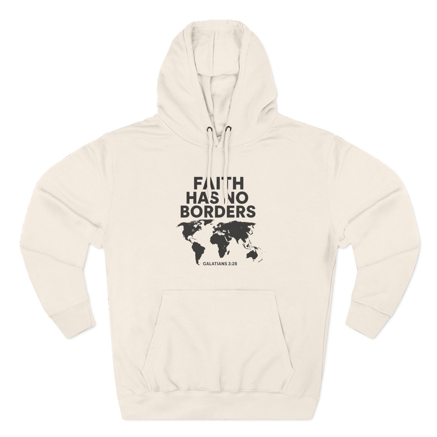 Faith Has No Borders Hoodie, Inspirational Fleece Hoodie for Travel Lovers, Religious Gift, Faith Apparel, Galatians 3:28 - ClaimedbyGodDesigns