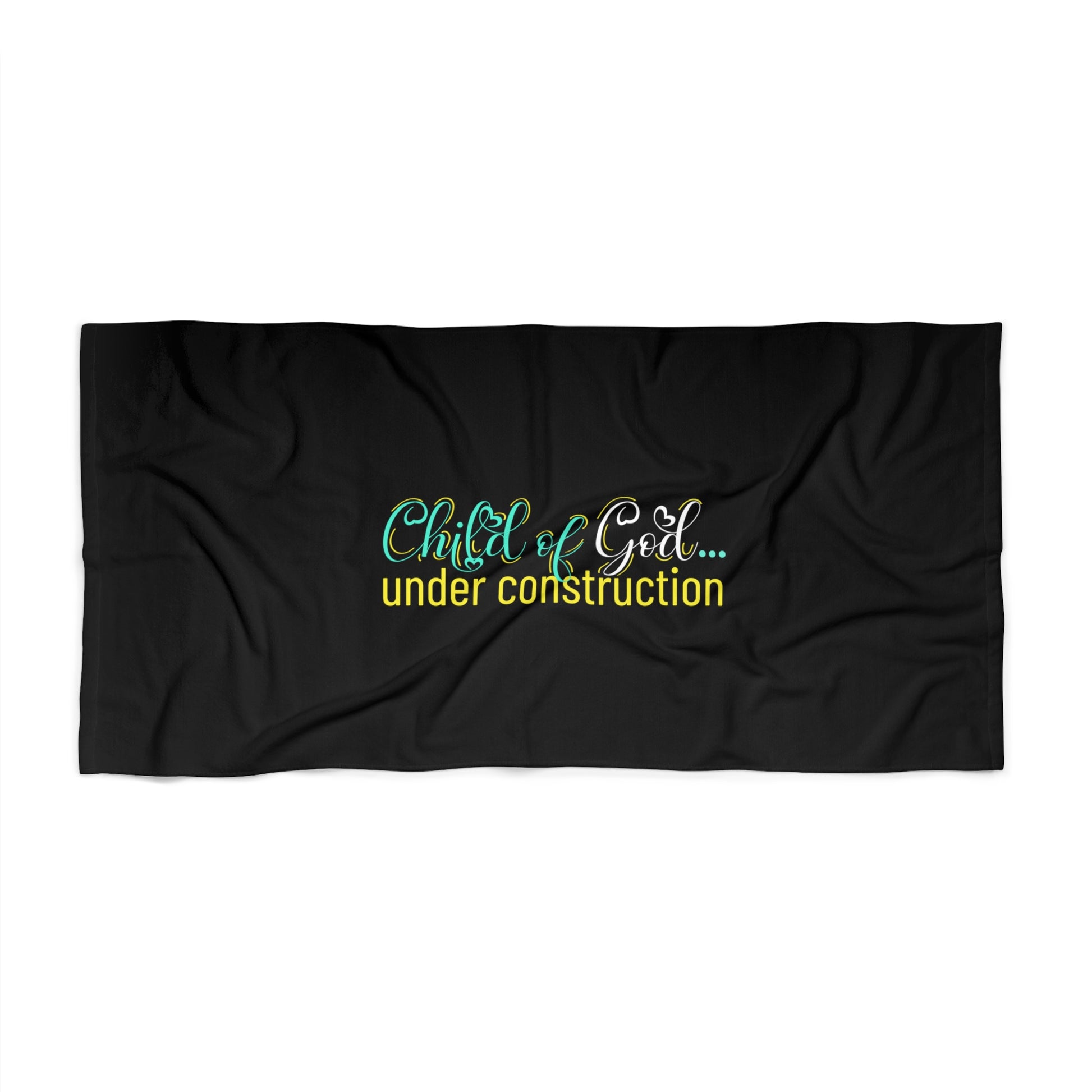 Child Of God Under Construction Christian Beach Towel Printify