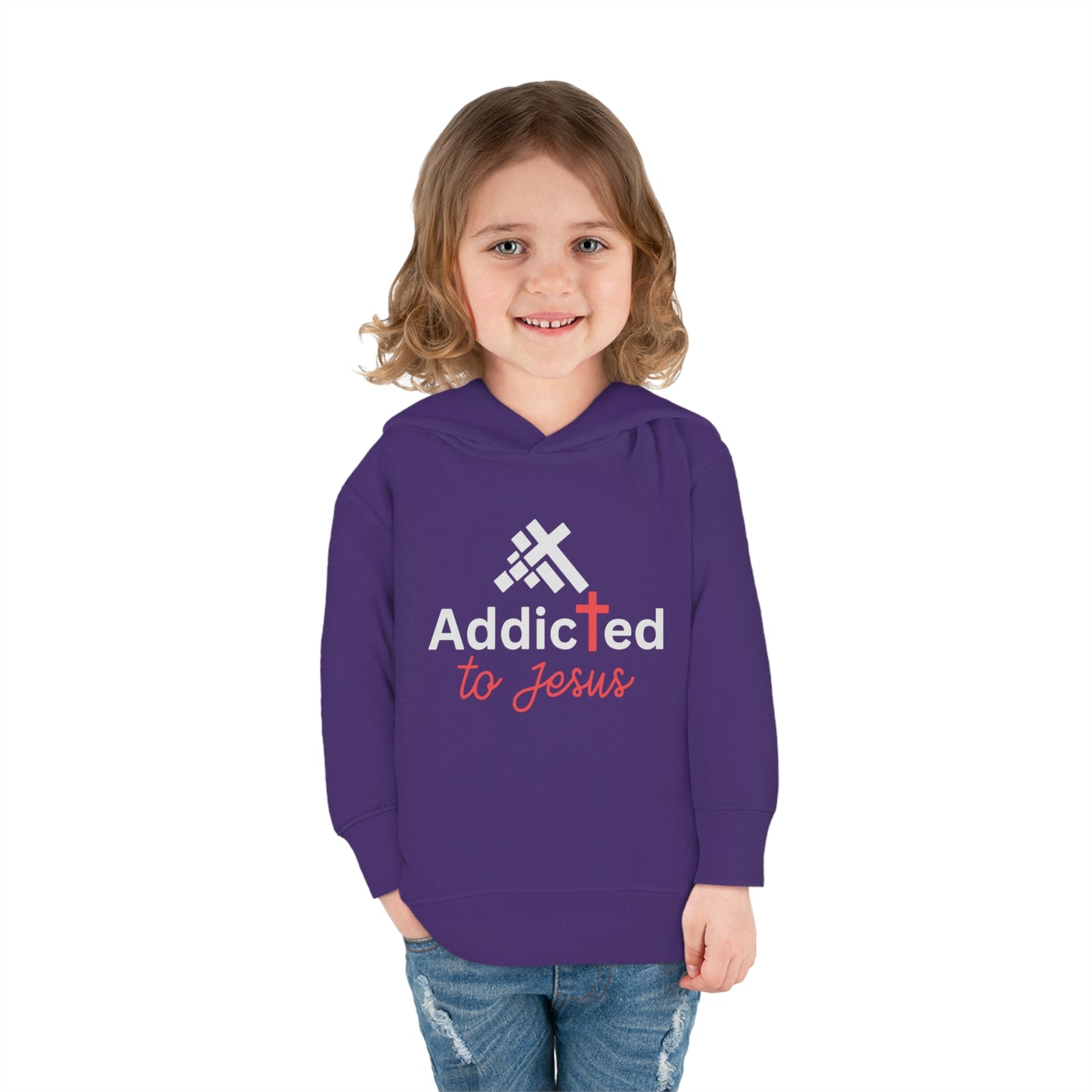 Addicted To Jesus Christian Toddler Pullover Fleece Hooded Sweatshirt