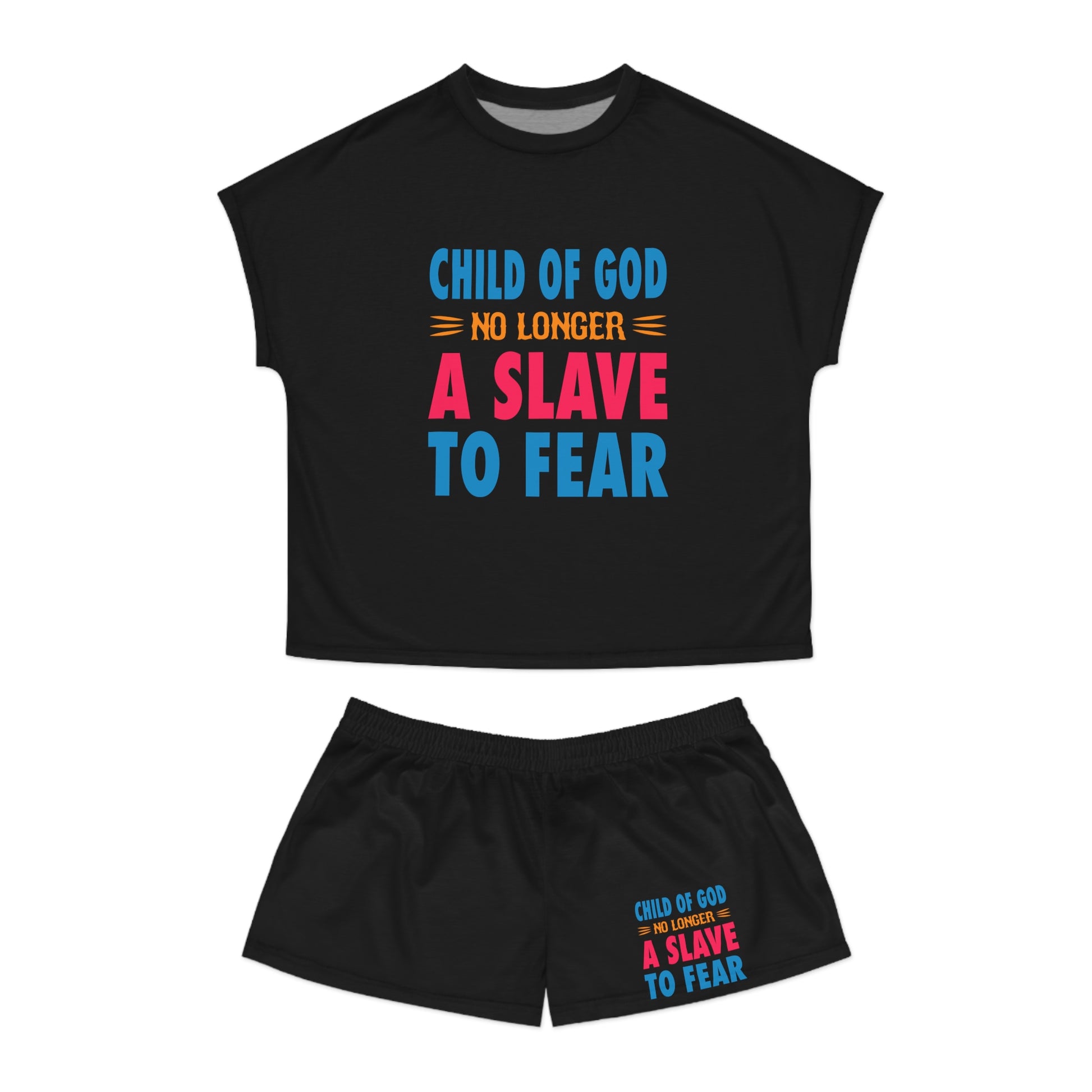 Child Of God No Longer A Slave To Fear Women's Christian Short Pajama Set Printify