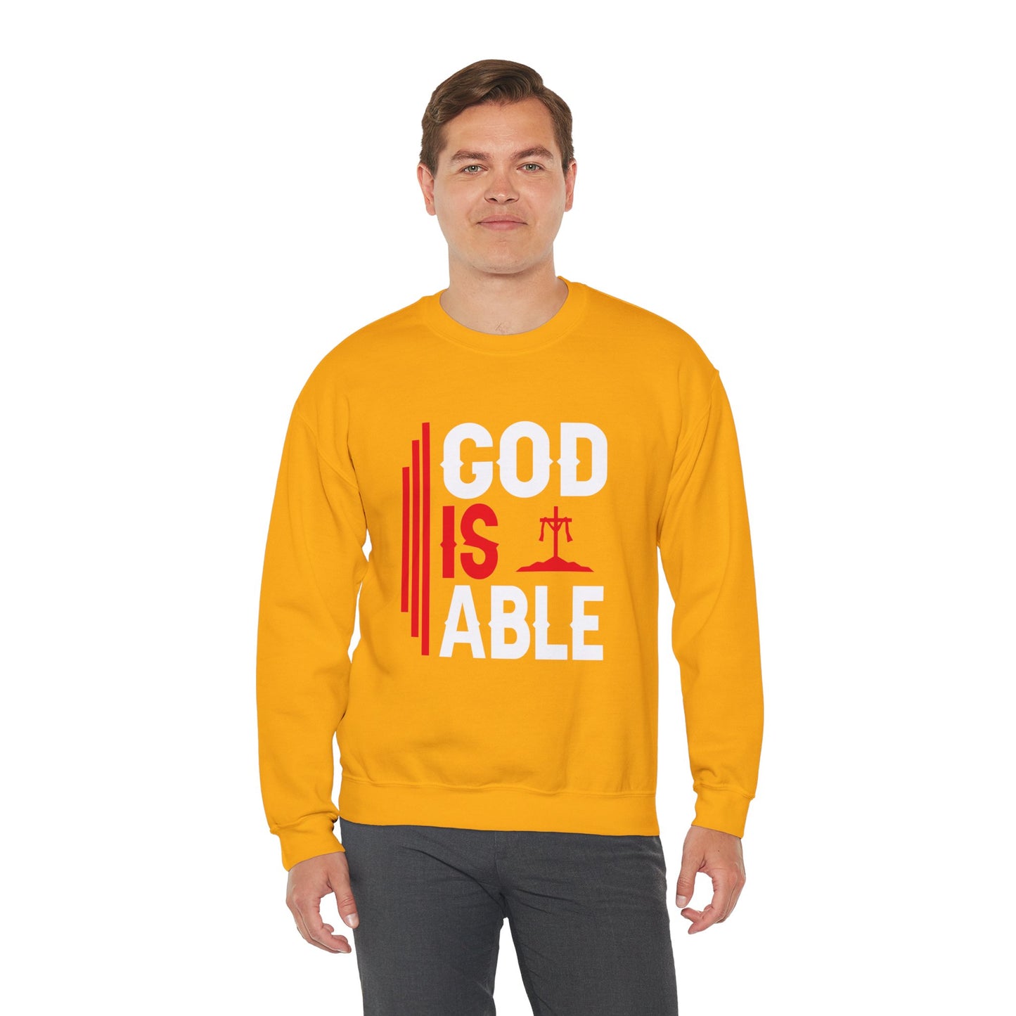 God Is Able  Unisex Heavy Blend™ Crewneck Christian Sweatshirt