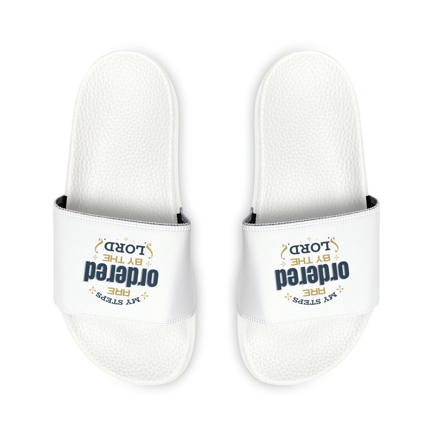 My Steps Are Ordered By The Lord Women's PU Christian Slide Sandals Printify