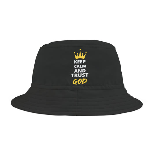 Keep Calm and Trust God Christian Bucket Hat (AOP) Printify