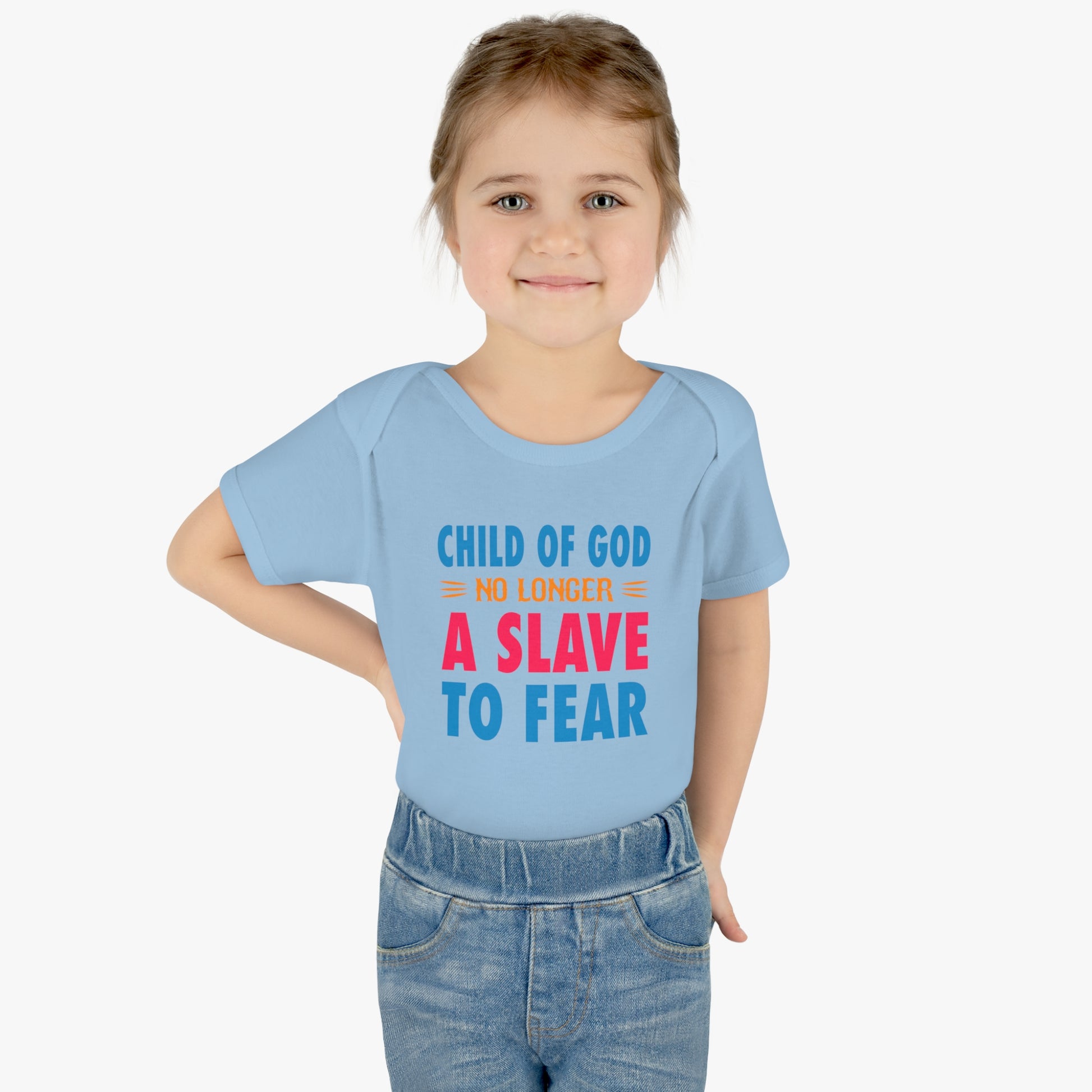 Child Of God No Longer A Slave To Fear Christian Baby Onesie Printify