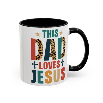 This Dad Loves Him Accent Coffee Mug - Perfect Gift for Father's Day and Christian Dads