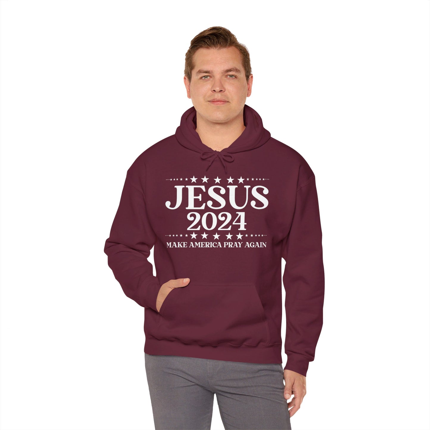 Jesus 2024 Make America Pray Again Unisex Christian Pullover Hooded Sweatshirt