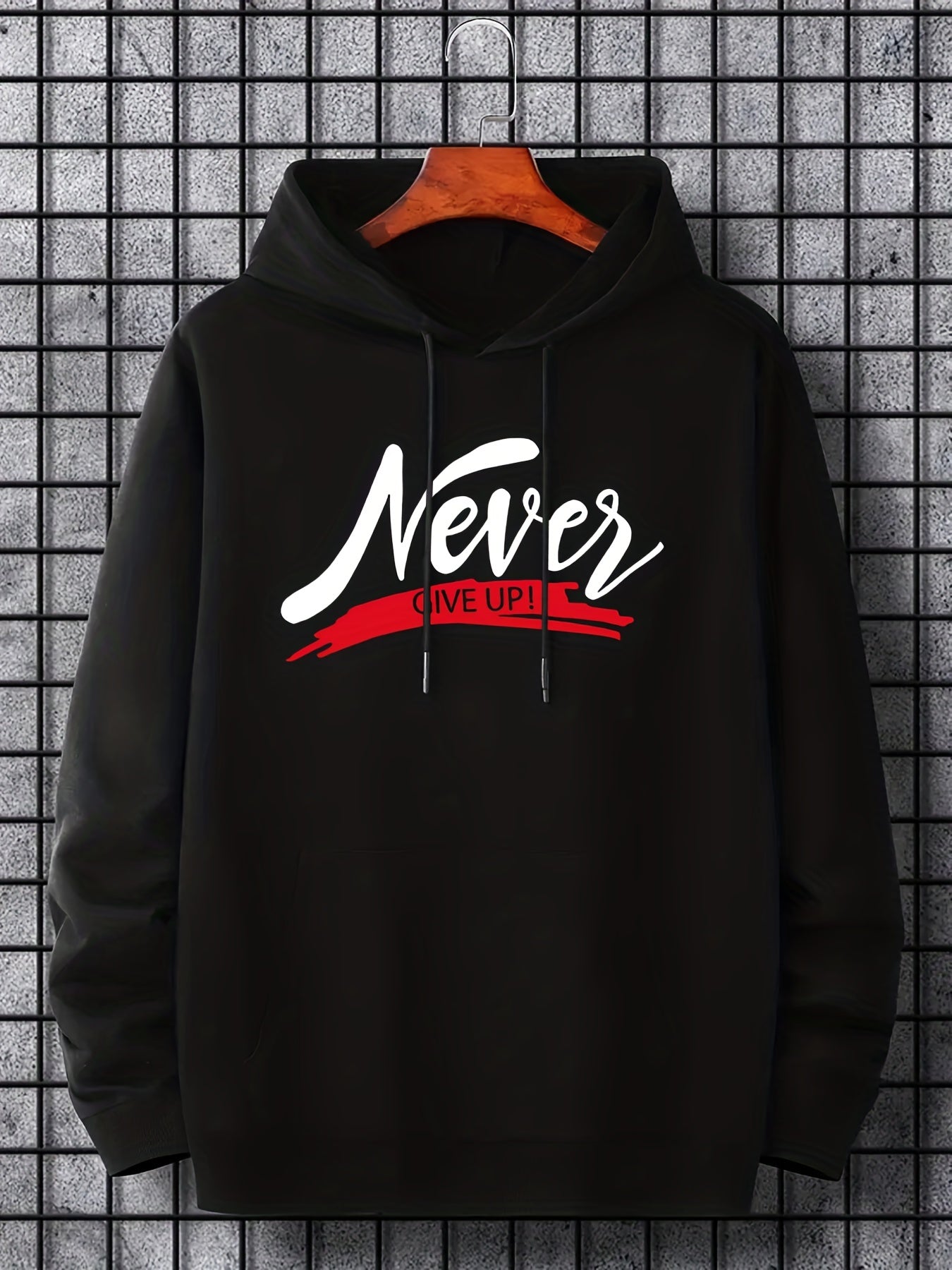 Never Give Up (2) Men’s Christian Pullover Hooded Sweatshirt claimedbygoddesigns