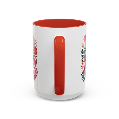 Floral Inspirational Coffee Accent Mug - Praying Mama Raising Warriors, Gift for Moms, Mother's Day Mug, Motivational Cup, Unique Kitchenware