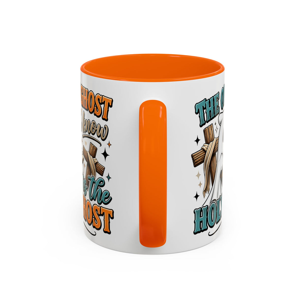 Accent Mug — "The Only Ghost I Know Is the Holy Ghost" Christian Halloween Coffee Cup