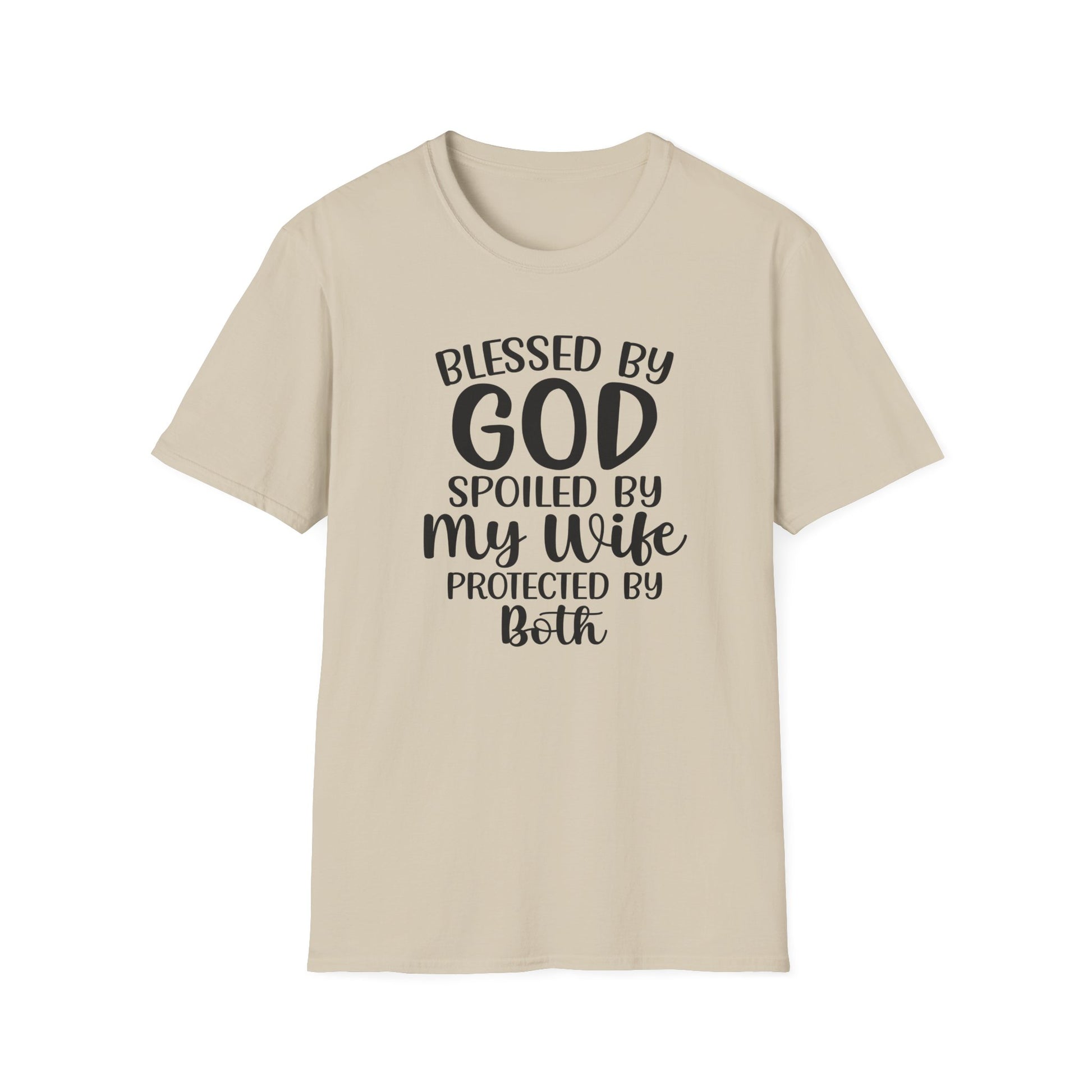 Blessed By God Spoiled By My Wife Protected By Both Men's Christian T-shirt Printify