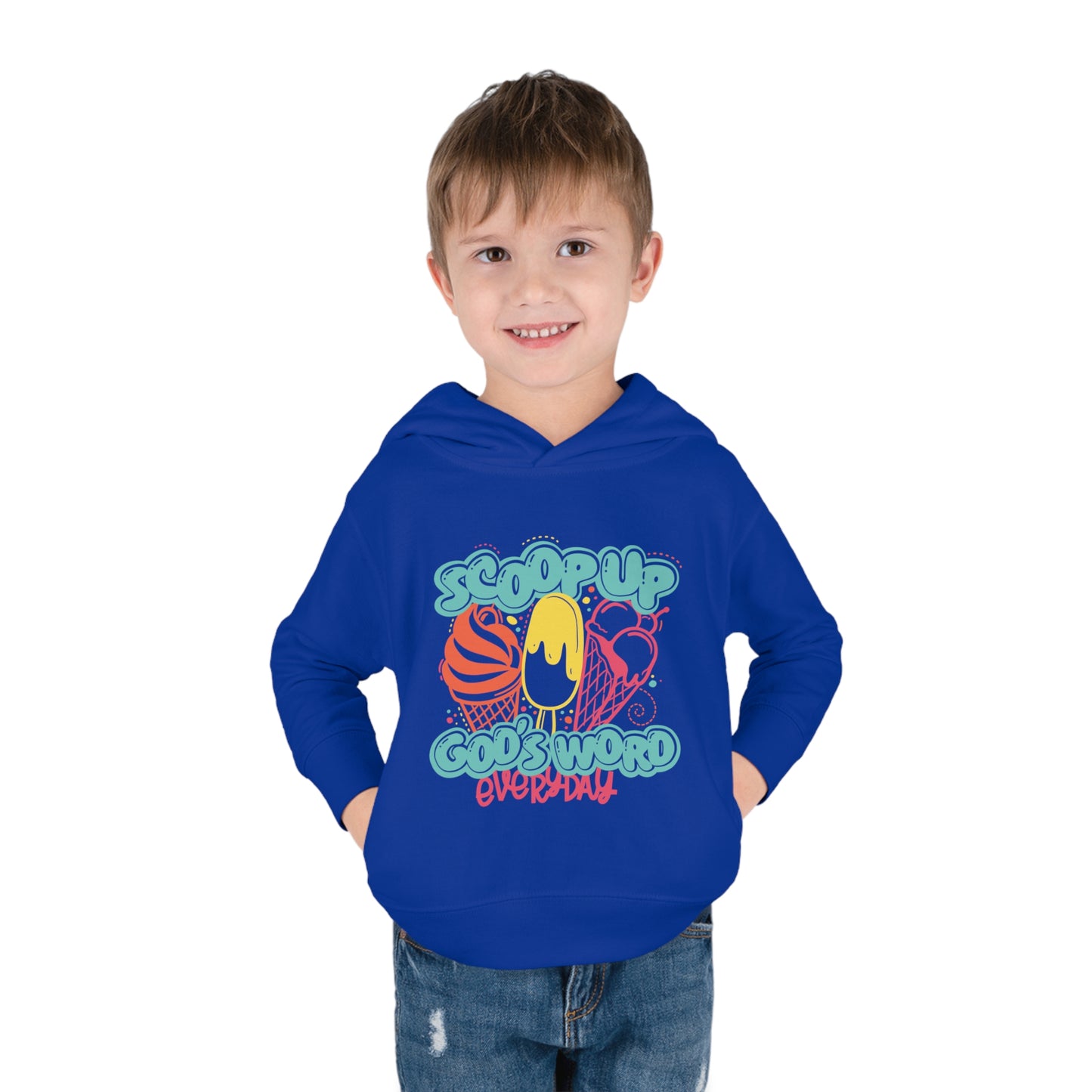 Scoop Up God's Word Everyday Christian Toddler Pullover Fleece Hooded Sweatshirt