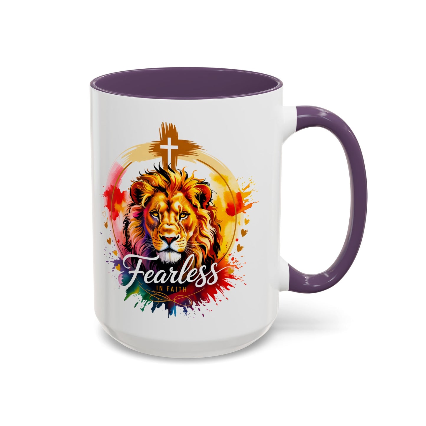 Fearless in Faith Lion Coffee Accent Mug - 11oz & 15oz Inspirational Drinkware