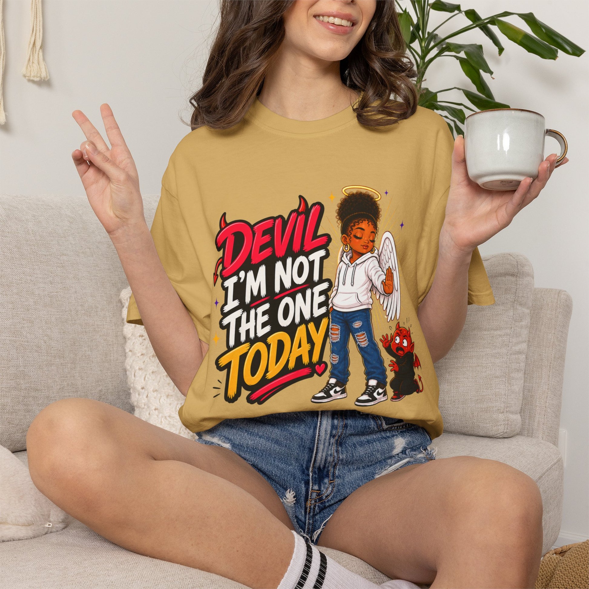 Devil I'm Not the One Today T-Shirt — Funny Angel vs Devil Graphic Tee - ClaimedbyGodDesigns